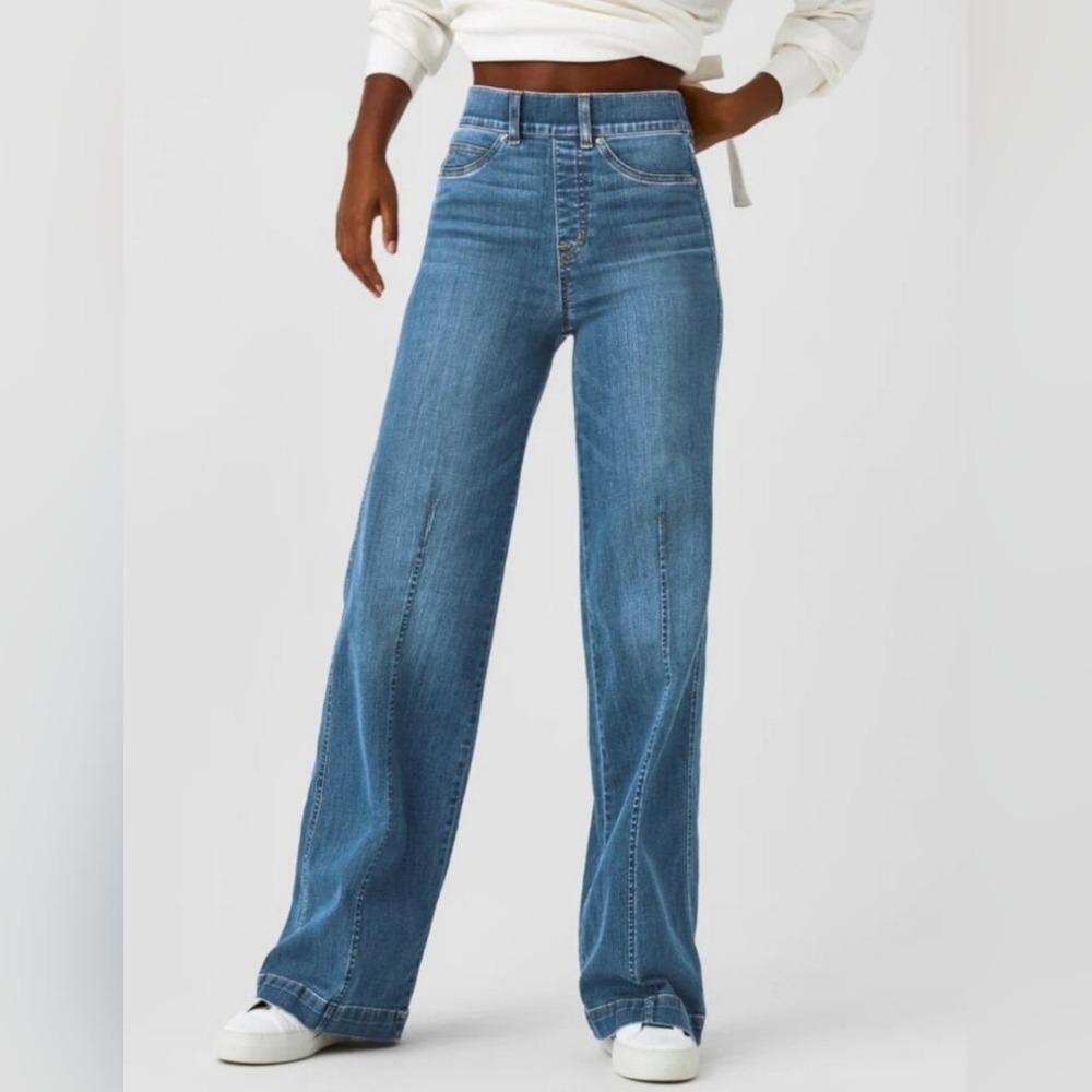 SPANX seamed front wide leg jeans S/Petite